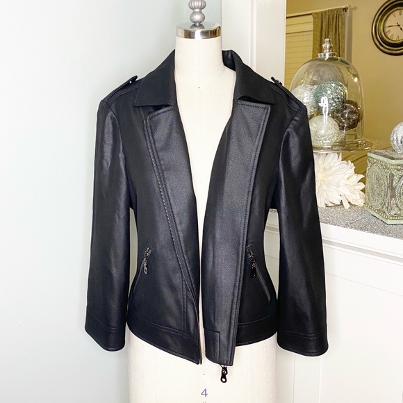 Cache Jackets & Blazers - Cache Matte Black Moto ZIP Jacket New